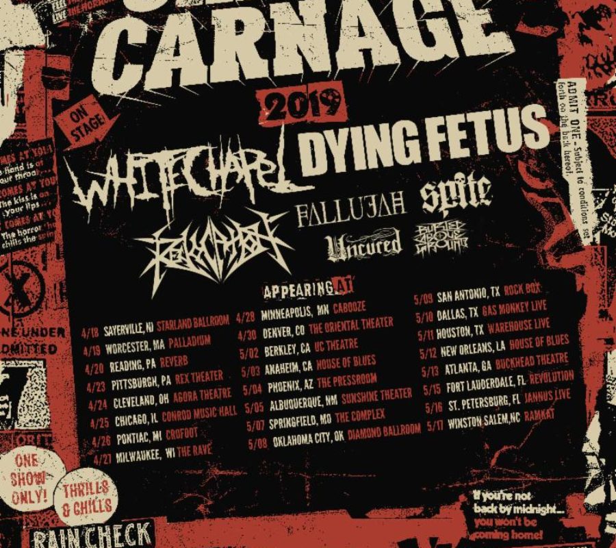 Whitechapel to co-headline “Chaos and Carnage” USA tour with Dying Fetus, featuring Revocation, Fallujah, Spite, Uncured, Buried Above Ground as support