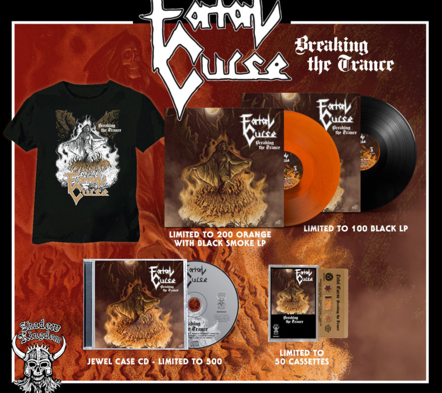 FATAL CURSE’s striking debut album, “Breaking the Trance”, on CD, vinyl LP, and cassette tape formats on 4/19/19