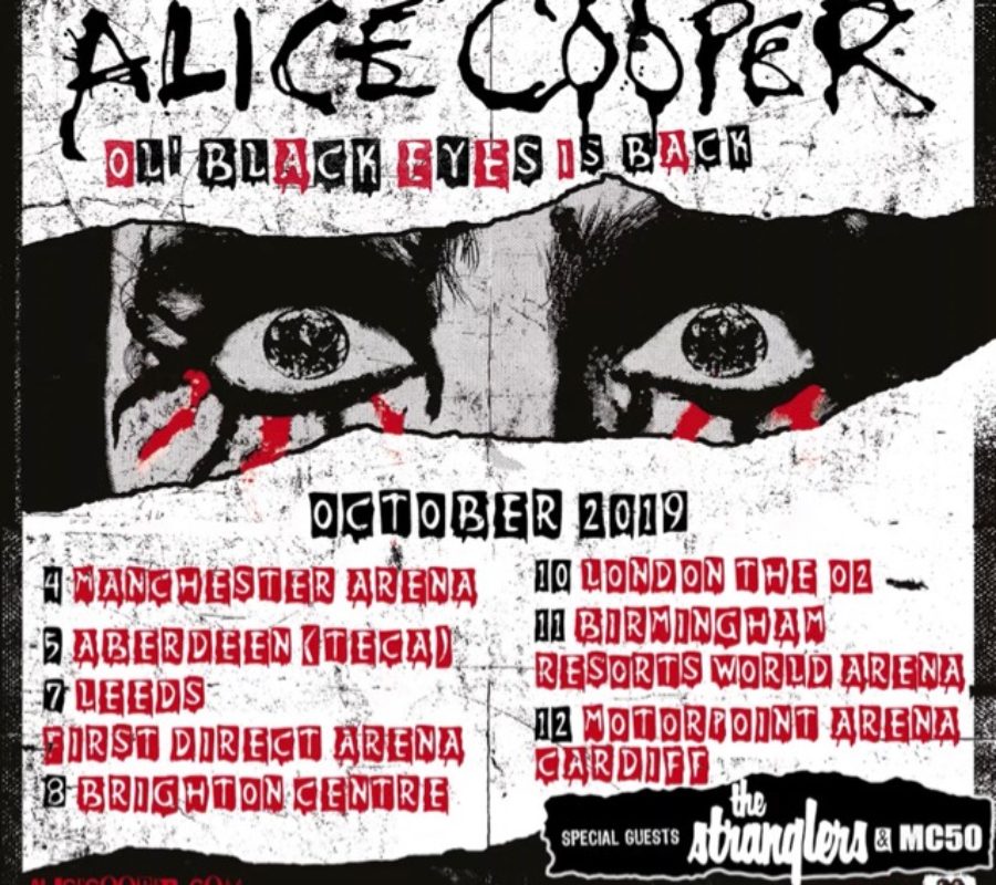ALICE COOPER announces October UK tour dates with guests THE STRANGLERS AND MC50 – dates & video message from THE COOP!