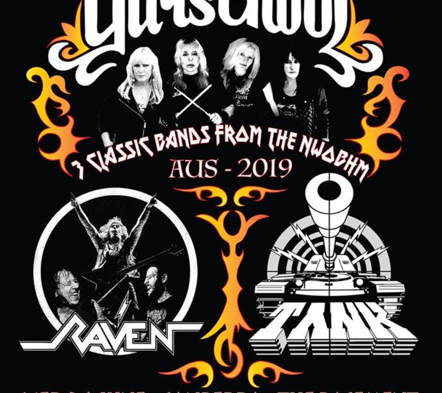 RAVEN – TANK – GIRLSCHOOL – fan filmed videos, full sets from each band, from The Basement in Canberra, Australia on June 26, 2019